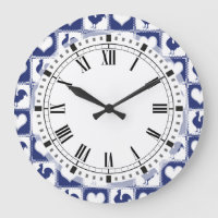 Rooster and Hearts Blue and White Farm Country