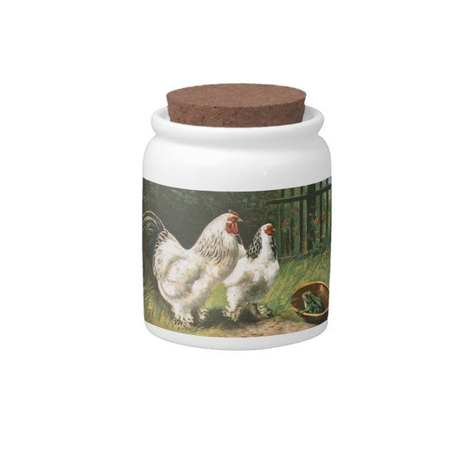 Rooster and Hen Candy Jar (Front)