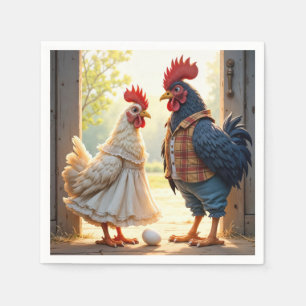 Rooster and Hen Humor Napkins