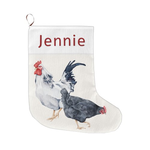 Rooster and Hen Personalized Christmas Stocking