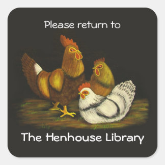 Rooster and Hens Bookplate ~ sticker