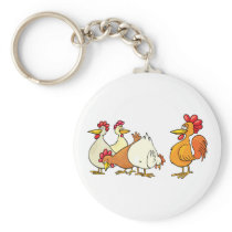 Rooster And Hens Keychain