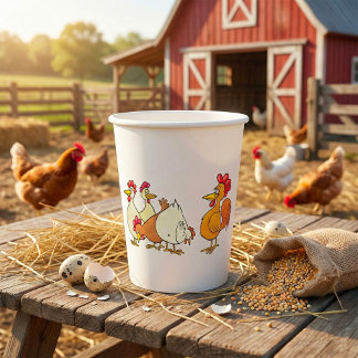 Rooster And Hens Paper Cups