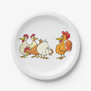 Rooster And Hens Paper Plates