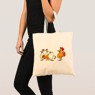 Rooster And Hens Tote Bag