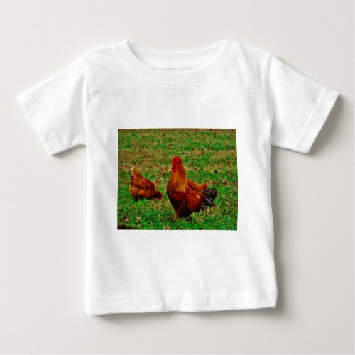 Rooster  and his chick baby T_Shirt