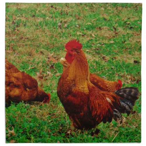 Rooster  and his chick cloth napkin