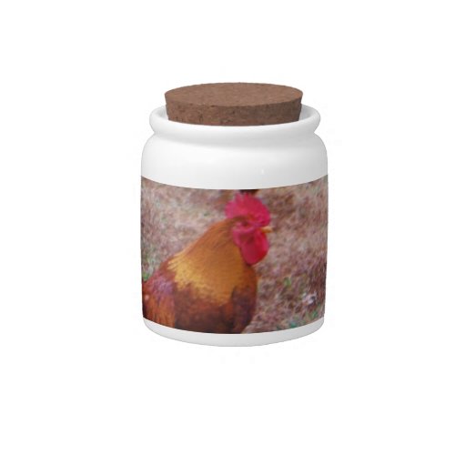 Rooster and his hens candy jar
