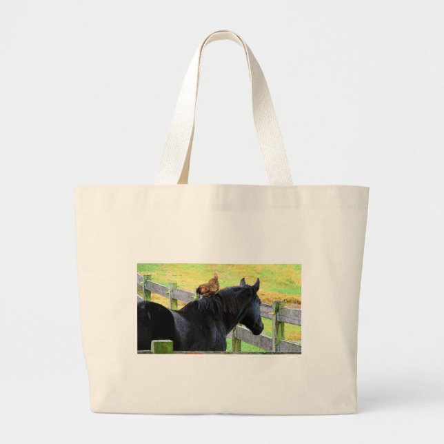 Rooster And Mare Large Tote Bag (Front)