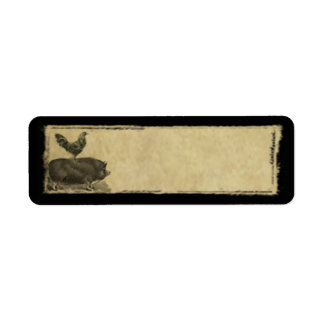 Rooster And Pig- Prim-Return Address Labels