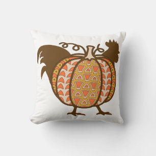 Rooster and Pumpkin    Throw Pillow