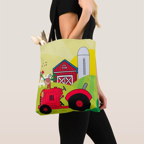 Rooster And Tractor Tote Bag