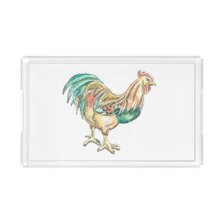 Rooster Art Acrylic Tray