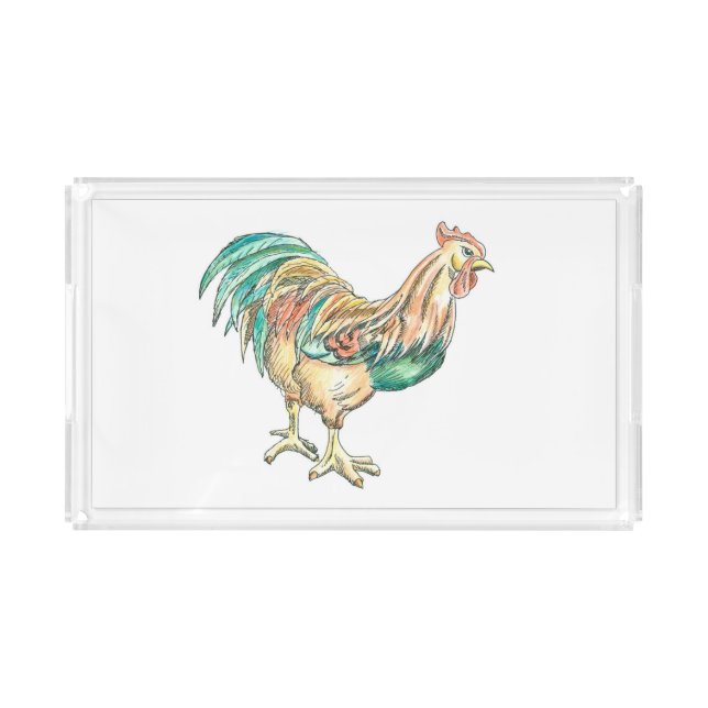 Rooster Art Acrylic Tray (Front)