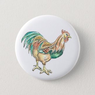 Rooster Art Button