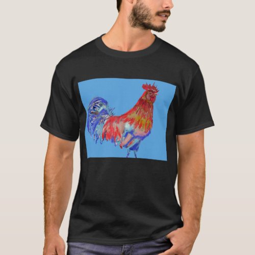 Rooster Art Chicken Watercolor Mans T Shirt