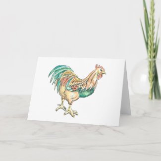 Rooster Art Greeting Card