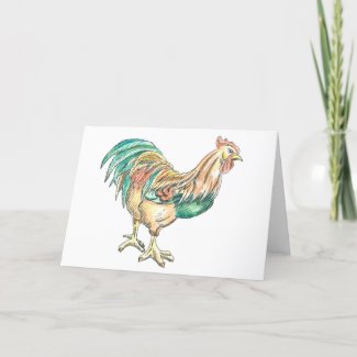 Rooster Art Holiday Card