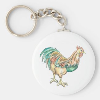 Rooster Art Keychain