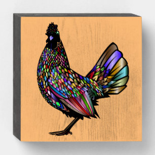 ROOSTER ART KITCHEN RUSTIC WOOD WALL SIGN