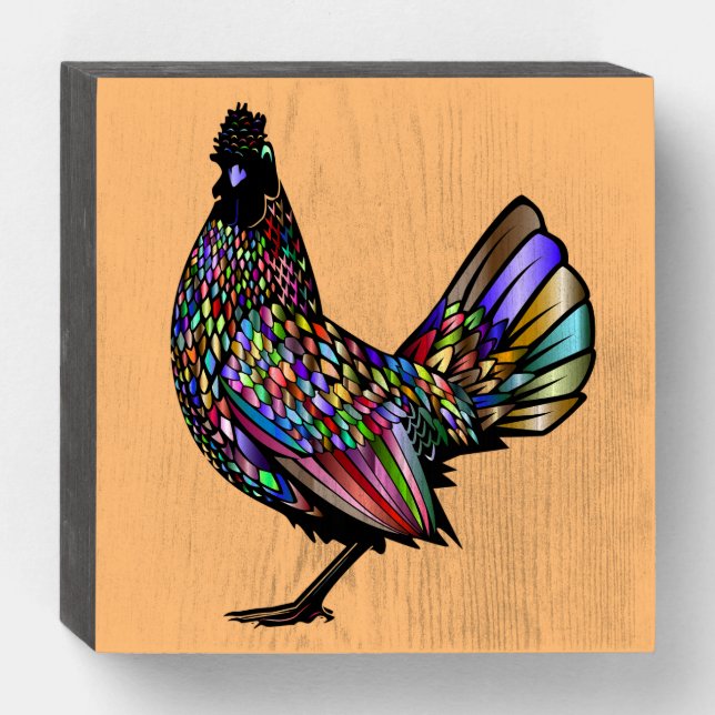 ROOSTER ART KITCHEN RUSTIC WOOD WALL SIGN (Front Horizontal)