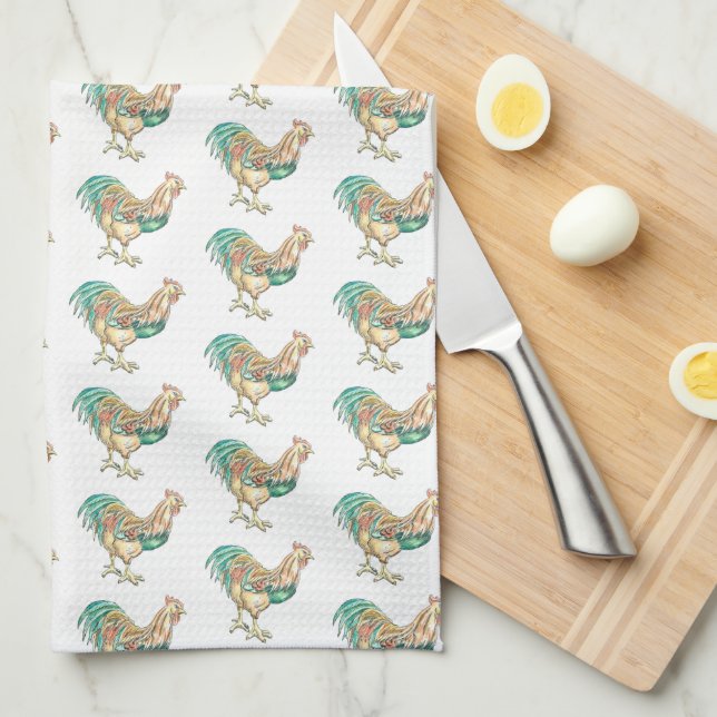 Rooster Art Kitchen Towel (Quarter Fold)