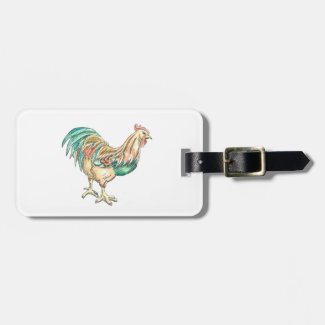 Rooster Art Luggage Tag