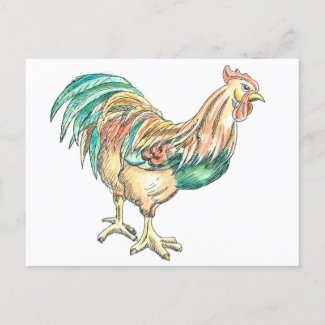 Rooster Art Postcard