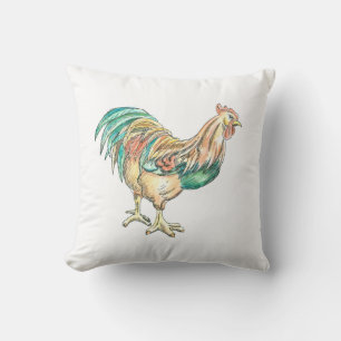 Rooster Art Throw Pillow
