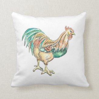 Rooster Art Throw Pillow