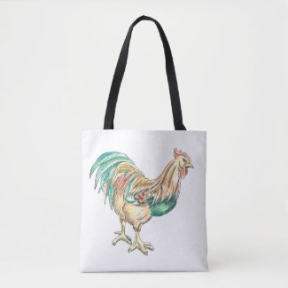 Rooster Art Tote Bag