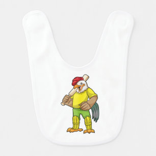Rooster as Batsman with Cricket bat Baby Bib