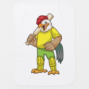 Rooster as Batsman with Cricket bat Baby Blanket