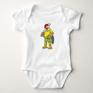 Rooster as Batsman with Cricket bat Baby Bodysuit