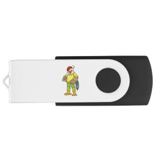Rooster as Batsman with Cricket bat Flash Drive
