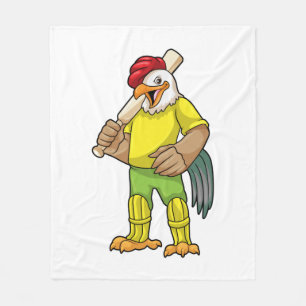 Rooster as Batsman with Cricket bat Fleece Blanket