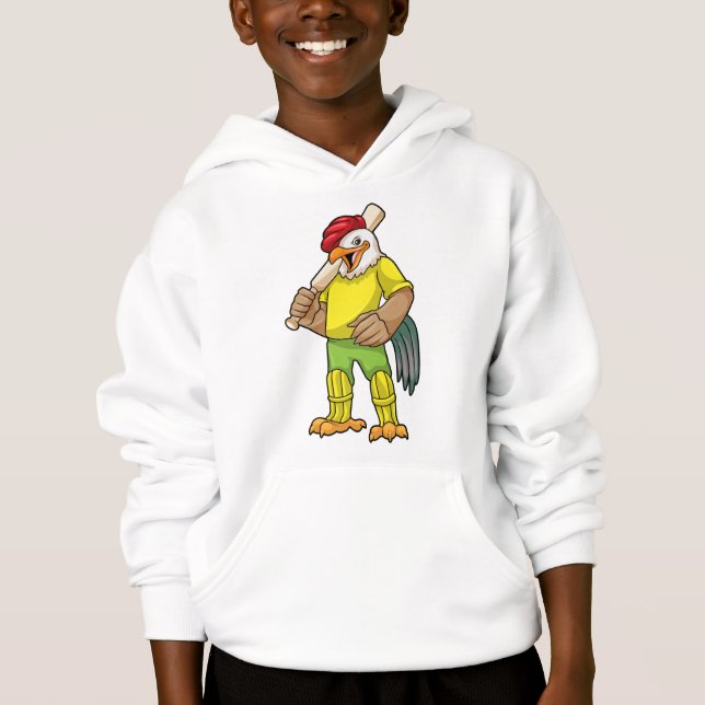 Rooster as Batsman with Cricket bat Hoodie (Front)