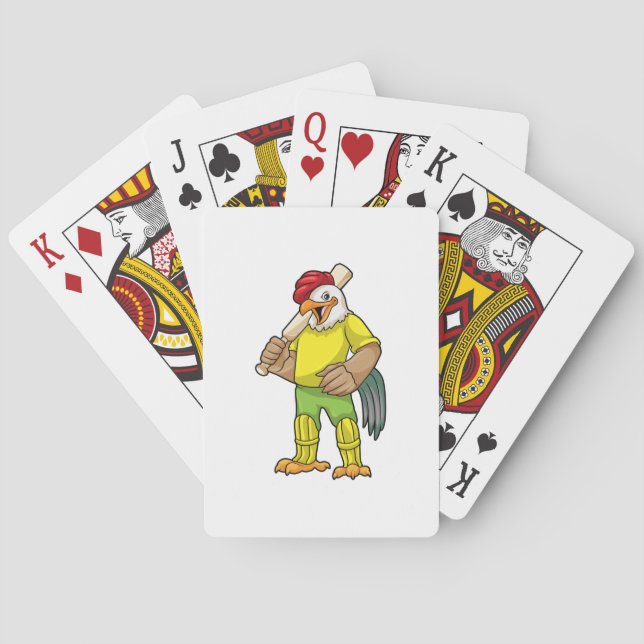 Rooster as Batsman with Cricket bat Poker Cards (Back)
