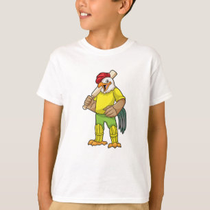 Rooster as Batsman with Cricket bat T-Shirt