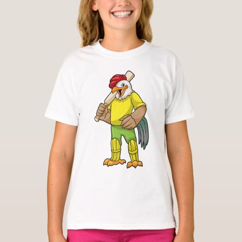 Rooster as Batsman with Cricket bat T_Shirt
