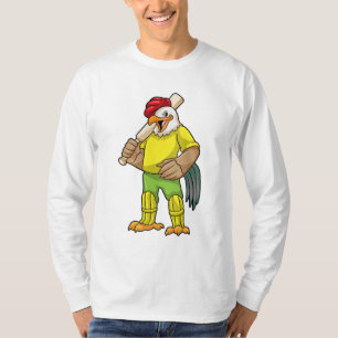 Rooster as Batsman with Cricket bat T-Shirt