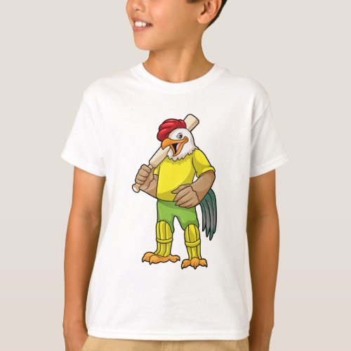 Rooster as Batsman with Cricket bat T_Shirt