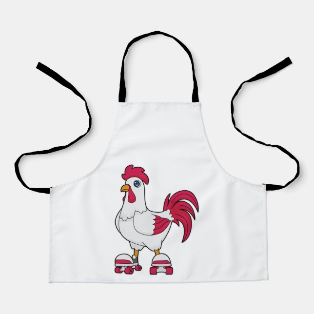 Rooster at Inline skating with Roller skates Apron (Front)