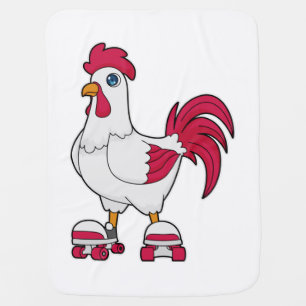 Rooster at Inline skating with Roller skates Baby Blanket