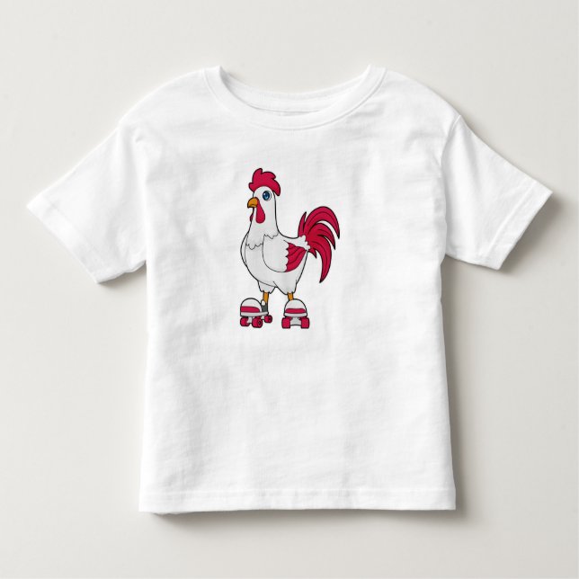Rooster at Inline skating with Roller skates Toddler T-shirt (Front)