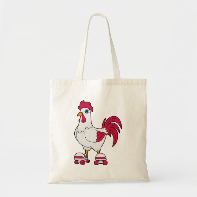 Rooster at Inline skating with Roller skates Tote Bag (Front)