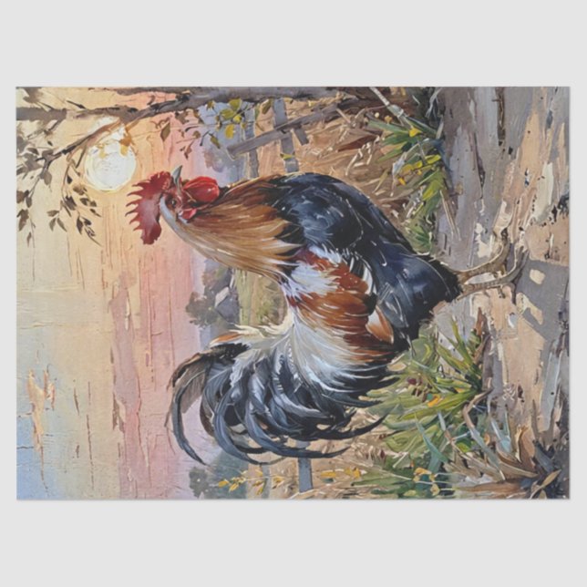 Rooster At Sunrise Tissue Paper (Front)