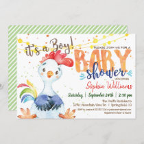 Rooster Baby Shower invitation, Boy, Farm Invitation
