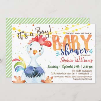 Rooster Baby Shower Invitation  Boy  Farm Invitation by Card_Stop at Zazzle