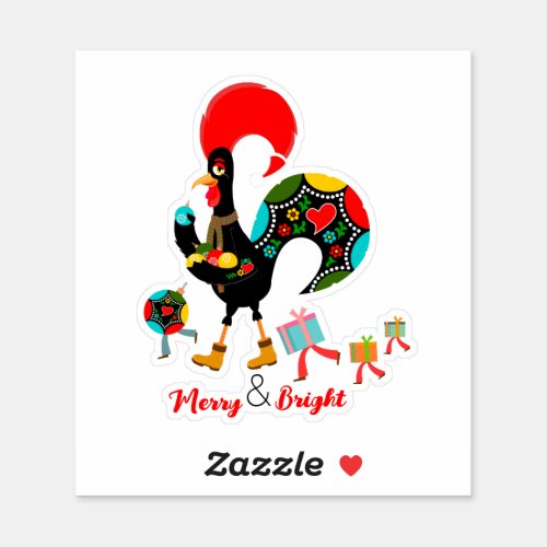 Rooster baubles and gifts Christmas Parade Sticker